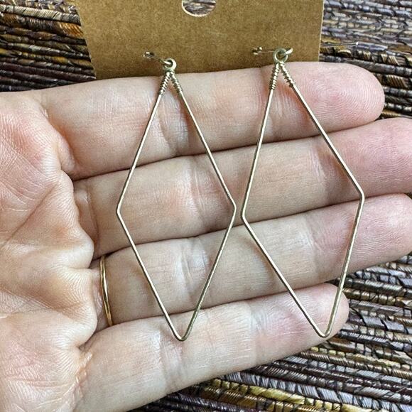 BOGO FREE LONG TRIANGLE GOLD EARRINGS - Picture 6 of 6